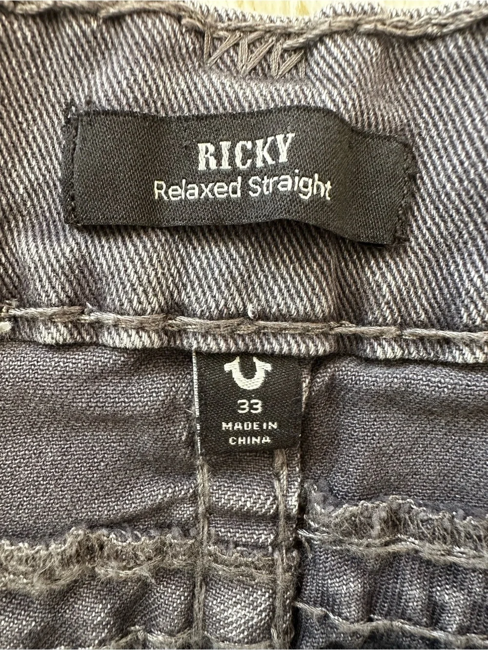 True Religion Ricky Men's Black Washed Relaxed Straight Leg Jeans Size: 33
